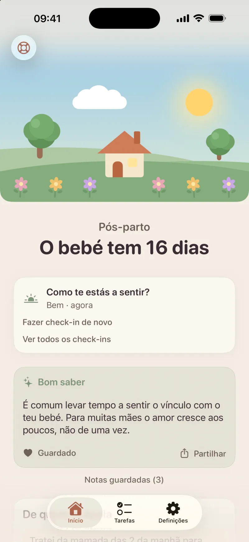 Captura de ecrã da app Postpartum Hero